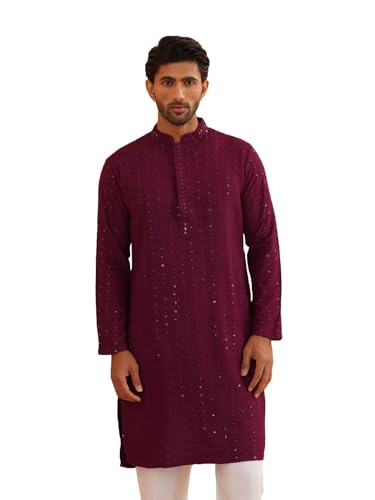 Image of SOJANYA Premium Embellished Cotton Kurta with Sequin Detailing