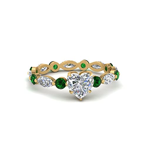 Image of 55Carat Choose Your Gemstone Marquise and Round Eternity Ring Yellow Gold Plated Heart Shape Side Stone Engagement Rings Lightweight Office Wear Everyday Gift Jewelry US Size 4 to 12