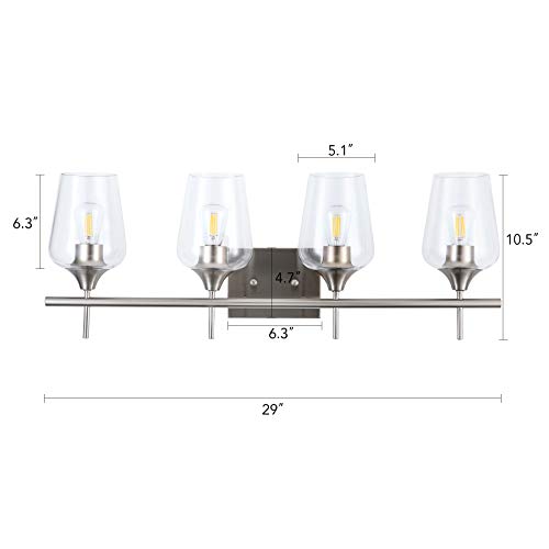 image for CO-Z 4-Light Vanity Lights for Bathroom Brushed Nickel, Modern Bathroo