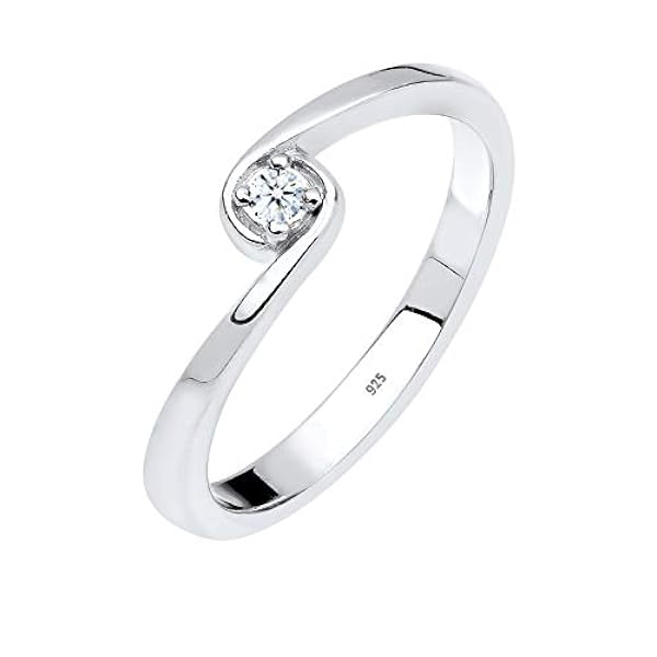 Elli DIAMONDS Anello Donne Solitario Fidanzamento con Diamante (0,03 ct.) in Argento Sterling 925