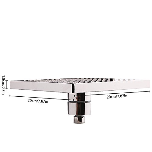 8 inch Square LED Shower Head, Temperature Control Shower with 3 Colour Changing, 12pcs Led Water Powere Shower Head for Bathroom,