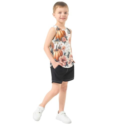 susiyo Autumn Pumpkins Flowers Boys Sleeveless Tank Top Girls Athletic T Shirt4