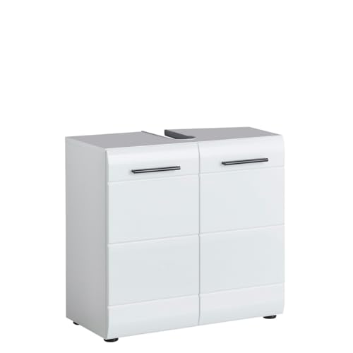 trendteam smart living - Skin - Waschbeckenunterschrank - Weiß Hochglanz - Waschtisch mit 2 Türen...