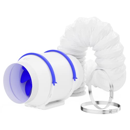 【在庫処理】Hon&Guan ダクトファン セット 150mm 【インボイス制度登録店】 ダクトホース付+ホースバンド付き 強力 ダクト用換気扇 塗装ブース用 中間取付 産業用排風機 (GF-150P)