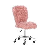 Linon Blush Faux Fur Armless Cora Office Chair