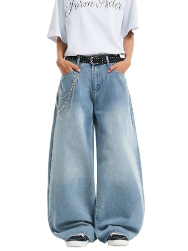 DFGIGT Mens Streetwear Hip Hop Baggy Jeans Wide Leg Skater Denim Pants Loose...
