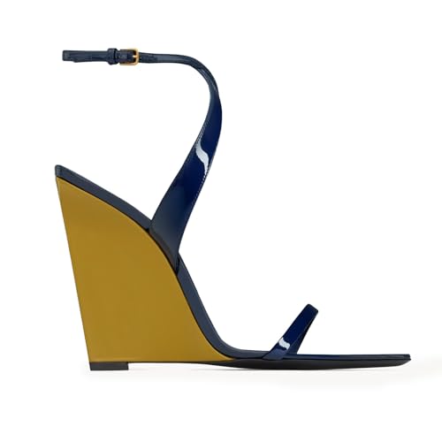 Slip On Wedge Pointed Open Toe Heels Sandals for Women Sexy Ankle Strappy Buckle Wedding Dress Shoes2