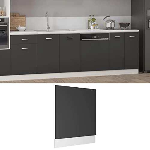 homiuse Geschirrspülerblende Grau 59,5x3x67 cm Holz KüChenarbeitsplatte SpüLmaschine Teilintegriert Frontblende FüR GeschirrspüLer...