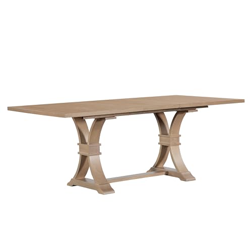 Image of Christopher Knight Home Ethan Extendable Dining Room Table for 6, Wooden Rectangular Expandable Kitchen Table, Vintage Dining Table for Dining Room Kitchen, Light Natural