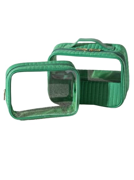 Shiraleah Ezra Set Of 2 Clear Cosmetic Cases, Green
