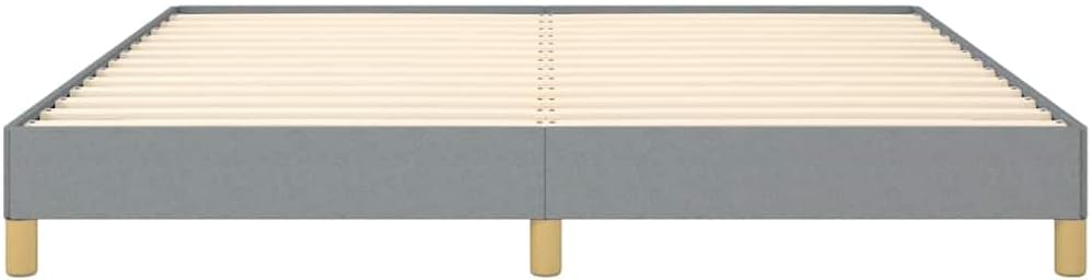 King Bed Frame Light Grey Upholstered Polyester Fabric Platform with Slatted Foundation Sturdy Engineered Wood Modern Minimalist Bedroom Furniture for Mattress Support