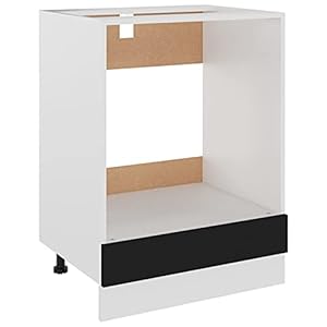 Voupuoda Herdumbauschrank, Küchenschrank, Herdschrank, Backofenschrank, Unterschrank, Schwarz 60x46x81,5 cm Spanplatte