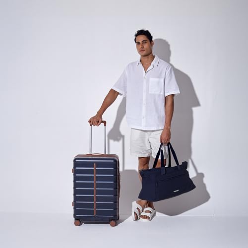 Image of Assembly Polycarbonate Large Suitcase 28 Inches | Hard-Sided Trolley Bag with Premium Weekender Water Resistant Duffle Bag | 110L + 40L | Blue | Odyssey