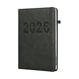 Agenda 2026 Giornaliera A5,Agenda Planner Nensile con Elastico 2026,Agenda Appuntamenti con Orari 2026 Copertina Morbida in Pelle,Agenda Diario per Universitari e Lavoro (Nero)