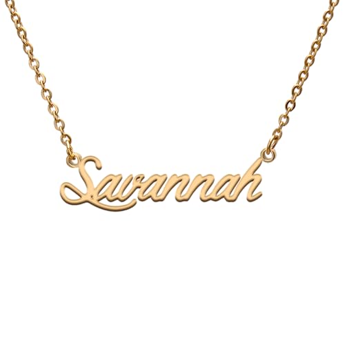 GR859C Savannah Name Tag Necklaces for Her His Friends Familys Relationship Memory Jewelry Gift