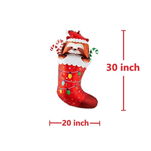 8Pcs Christmas Balloons, Santa Claus Christmas Stocking Xmas Car Gift Foil Christmas Tree Balloons For Kids And Xmas Party Supplies Decorations, Red&Green, Large Size(20-55 Inch) #TOP3