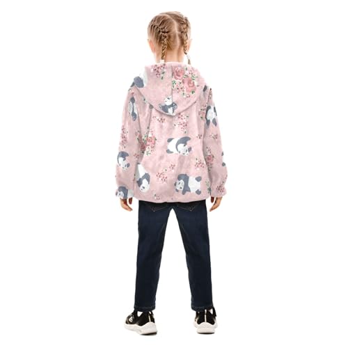 OTVEE Panda Animal Flowers Kids Hoodie Jacket Fall Spring Full Zip Warm Outwear Coat4