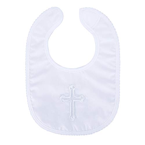 Estamico Baby Boys' Premium Soft Sole Cross Christening Baptism Slipper Shoes With Embroidered Cross Bib, 2 Pack 12-18 Months #TOP1