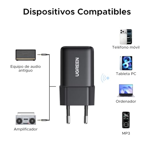 Miniatura 6 de UGREEN LDAC Receptor Bluetooth 6.0 Audio Bluetooth 3.5 mm Hi-Res HiFi | Baja Latencia Inalámbrico Alimentación Eléctrica con Conexión Directa Compatible con Teléfono Tablet Altavoz Amplificador