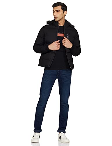 Image of U.S. Polo Assn. Men Men Black Detachable Hood Quilted Puffer Jacket
