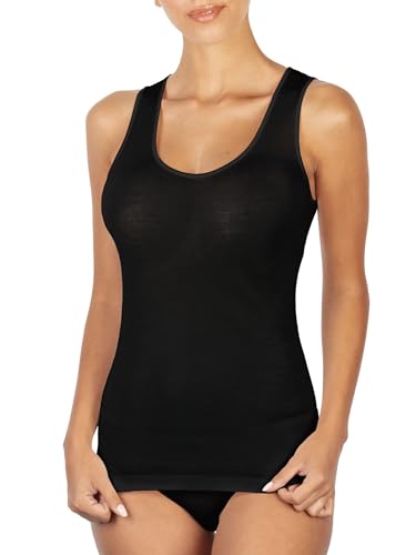EGI ® Luxury Merino Wool Silk Tank Top. Proudly Made in Italy. (X-Small, Nero)