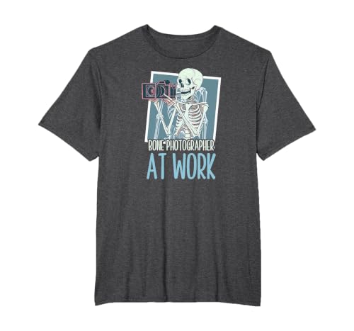 X Ray Tech Halloween Bone Photographer At Work T-Shirt, Men's Big and Tall, Dark Heather Grey, 2X Tall
