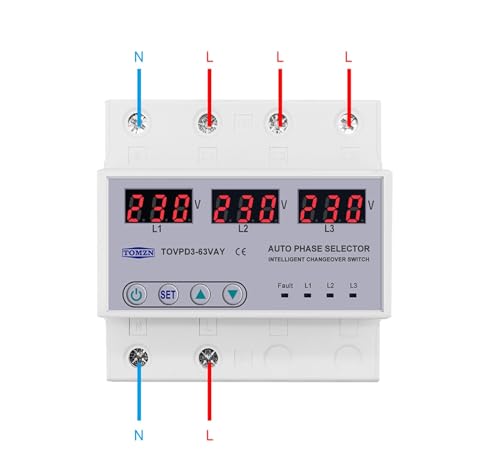 Sélecteur de phase triphasé 3P+N 63A avec protection tension réglable - 4