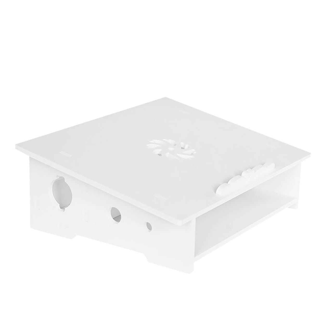 jojofuny Supporto per Laptop in Legno-plastica Bianco, Angolo Ergonomico e Antiscivolo, per Ufficio e Casa, Spazio Portaoggetti