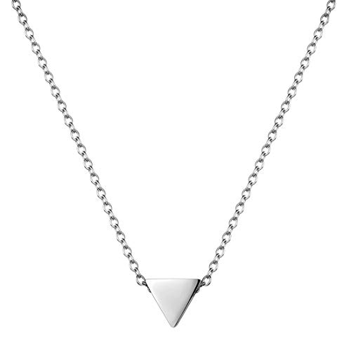 Hipunk Tiny Small Triangle Necklace Women 316L Stainless Steel Minimalist Geometric Dainty Pendant Fashion Birthday Jewelry SP0027G