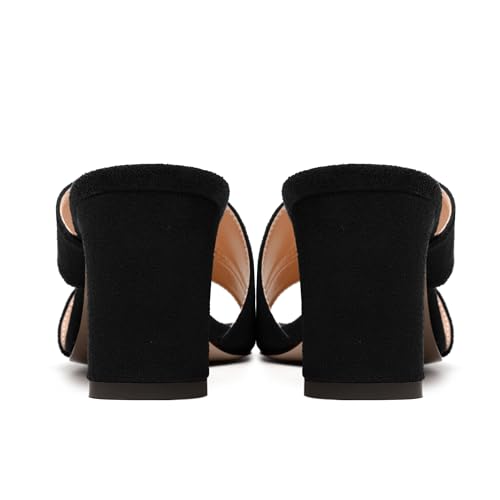 FEMSTEP Womens Evening Suede Dress Open Toe Slip On Block Mid Heel Heeled Sandals 2.5 Inch4