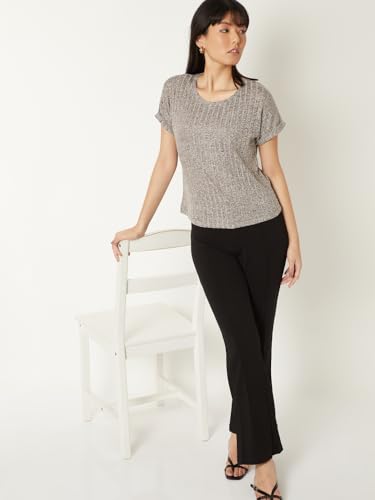 Image of Max Women's Cotton Regular Fit Textured Round Neck T-Shirt