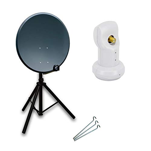 Premium X Camping Satelliten-Komplettanlage 60cm Satellitenschüssel Aluminium SAT Single LNB Dreibein-Stativ