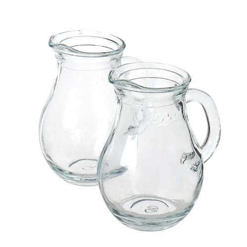 DGQ Elegant Classic Glass Creamer Pitcher - 2 Pcs, 8.5 oz, Milk & Tea Pourer