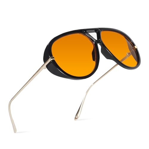 Oversized Aviator Sunglasses Retro Vintage Shades for Women Men Trendy Big Round Shield Sun Glasses