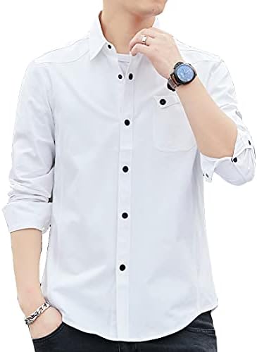 （21:00時点） [Amyni] シャツ メンズ 長袖 カジュアル 無地 オックスフォード シャツ メンズ カジュアル コットン(#2—ホワイト, M)