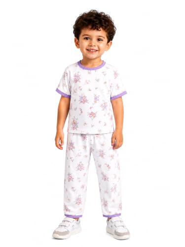 Image of Kidbea Kids Bamboo Viscose Co-Ord Set, Half Sleeve Round Neck Night Suit