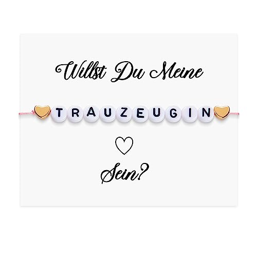 EBOOT Brautjungfer Armband Set mit Verstellbarem Trauzeugin Armband und Brautjungfer Fragen Karte - Handgemachte Trauzeugin Fragen Geschenke
