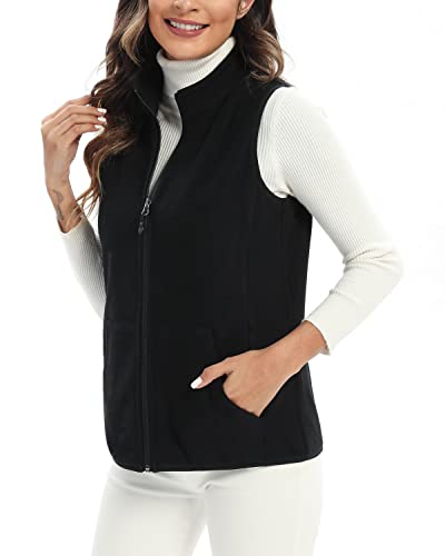 Xeoxarel FLEECE VEST-F07 Women'S Soft Polar Fleece Vest, Lightweight Sleeveless Jackets Classic Fit Outerwear Full-Zip Pockets Casual Clothes Black Xl thumb #2
