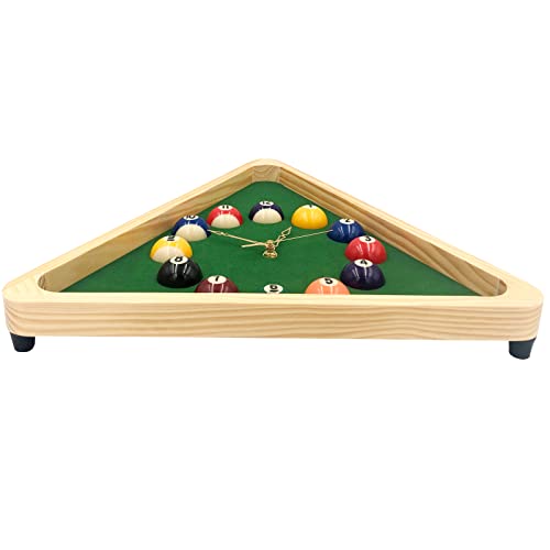 Yuanhe 14Inch Triangle Billiard Wall Clock With Solid Wood Frame,Creative Wall Clock For Game Room Bar,Billiards Room, Pool Room,Game Room Decor #TOP1