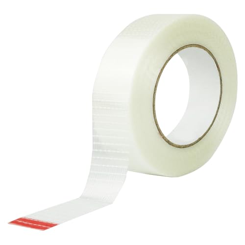 BNPHSIN 1 Roll Cricket Bat Tape Extra Strong Cross weave Reinforced Tape Transparent Bi-Directional Filament Strapping Tape Duct bundling tape (20mm Width 50m Length)