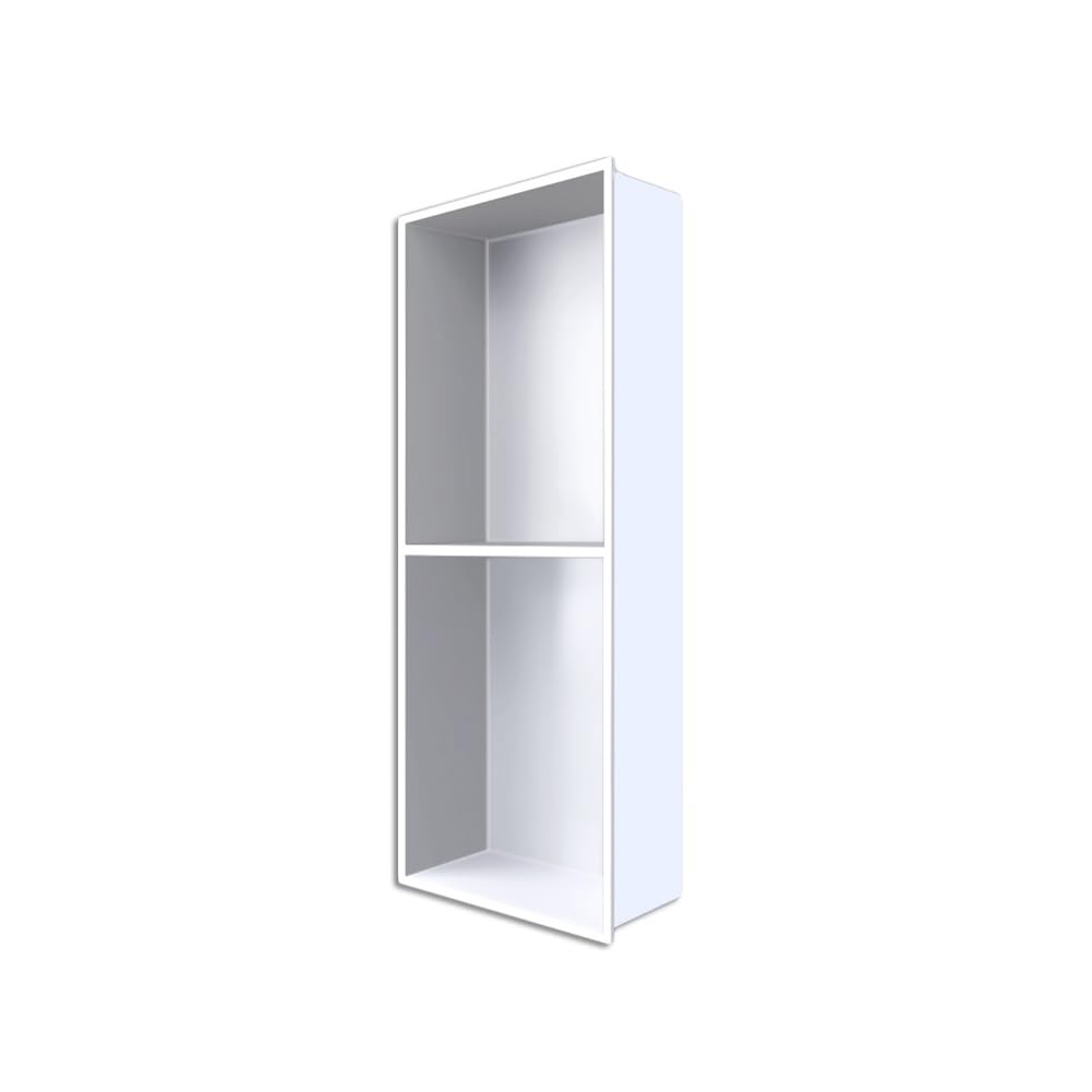 QUSYZD Stainless Steel Shower Niche, Bathroom Wall Organizer Shelves No Tile Needed, Waterproof Recessed Niche Shower Storage Caddy, Black-32X32X12.5Cm,Grey,32x32,White-70x28x12.5cm