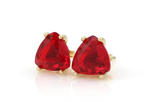 Boucles d'oreilles anemone rubis légères anti-irritation en or jaune