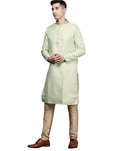 Image of Manyavar Men's Jacquard Self Patterned Kurta Pyjama Set (2pcs)