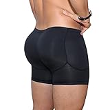 Akkad Kuti Mens Butt Lifter Shapewear Hip Enhancer Mens Padded Underwear with Detachable Pads (Black