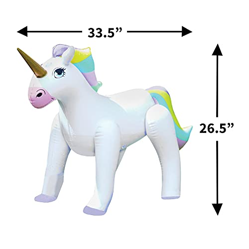 Etna Inflatable Unicorn Sprinkler - Fun Outdoor Water Toy for Kids Attaches to Garden Hose, 33 1/2\" High - Thumbnail 3