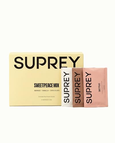 Suprey Proteína Vegana | Packs Individuales (30g) | 22g de Proteína | Con Enzimas Digestivas y Fibra | Sin Gluten ni Azúcar Añadido (630g, Mix)