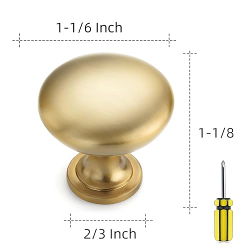 Image of Ravinte 5 Pack Gold Cabinet Hardware Zinc Cabinet Door Knobs Drawer Knobs Kitchen Cabinet Knobs Gold Dresser Drawer Handles Brushed Brass Drawer Pulls