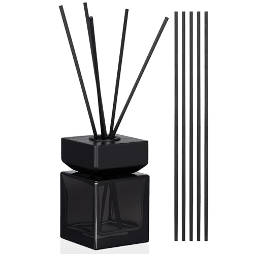 Set de Botella Aromaterapia Cuadrada 100ml con Tapa de Madera y Varillas de Rattan miniatura 1