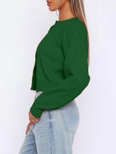 Image of Balimtoy Women's Cropped Cardigan Sweaters Long Sleeve Button Down Sweaters Knit Cardigan Cute Y2k Open Front Crop Top
