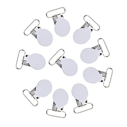10 Uds. Tirantes Redondos de 25Mm Embout Attache Tetine, Tirantes Accroche Tetine Correa para Chupete Clip de Sujeción Suministros de Fabricación Diy (Blanco)